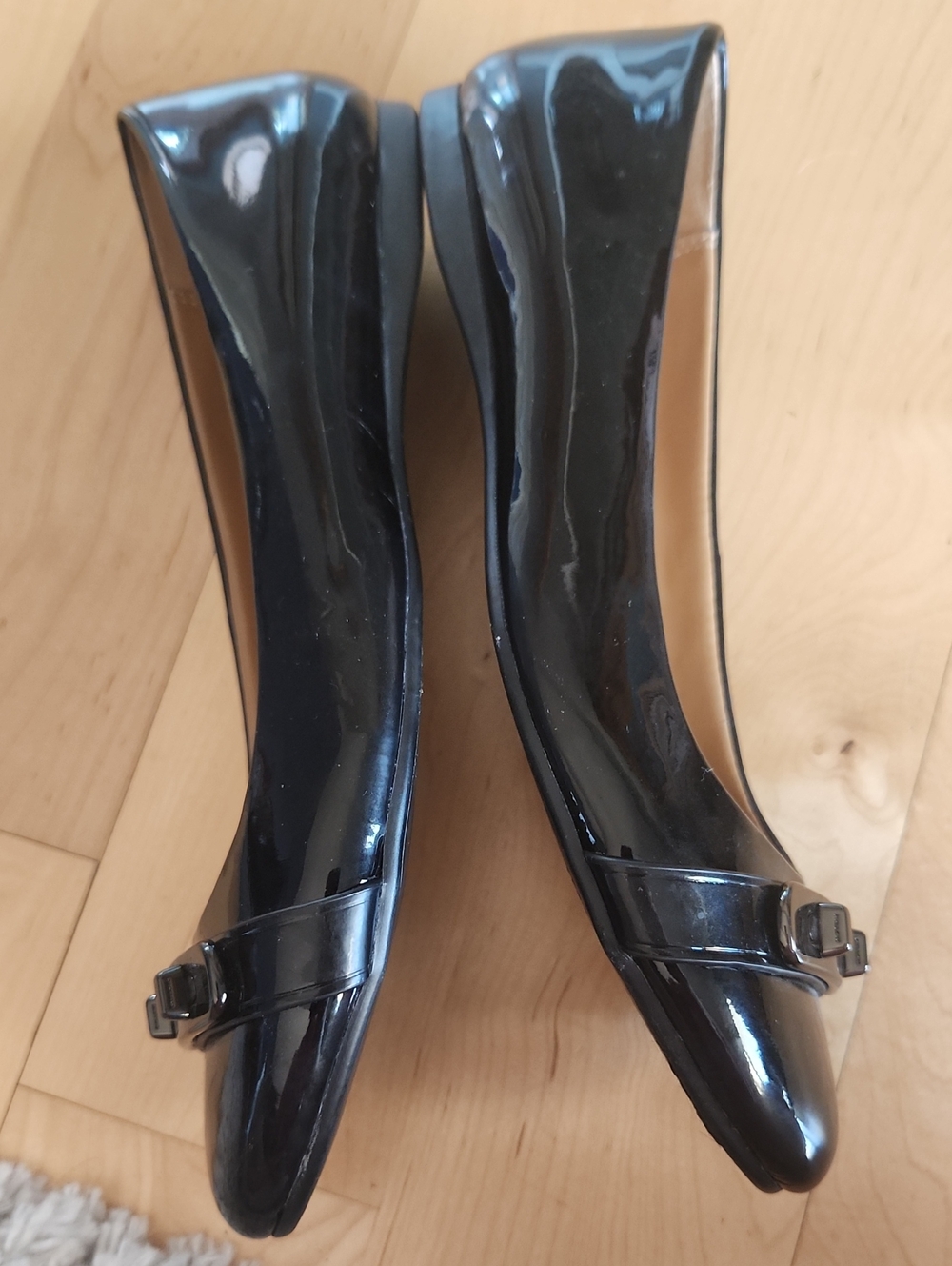 Coach Oswald Black Patent Leather Ballet Flats with Signature Hardware sz 8 B 38 - Picture 5 of 7